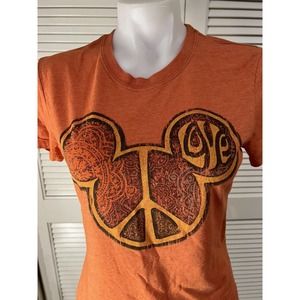 Womens Disney T-Shirt Large Mickey Mouse Head Ears Love Peace Size L